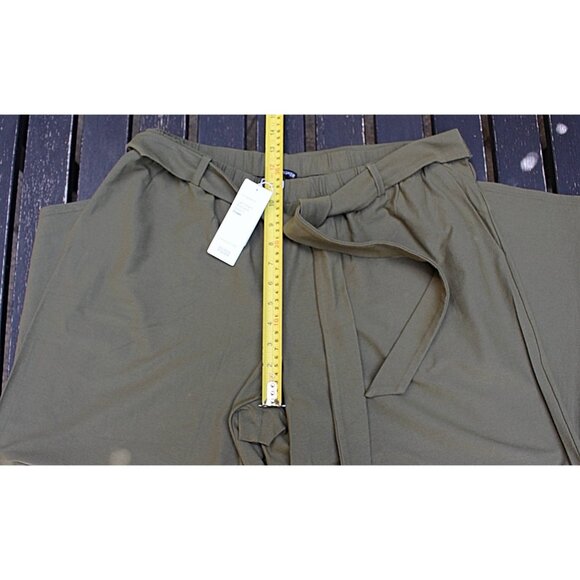 New w/Tags - Eileen Fisher Stretch Crepe Wide Leg Cropped Pants, Olive, XL - Picture 8 of 11